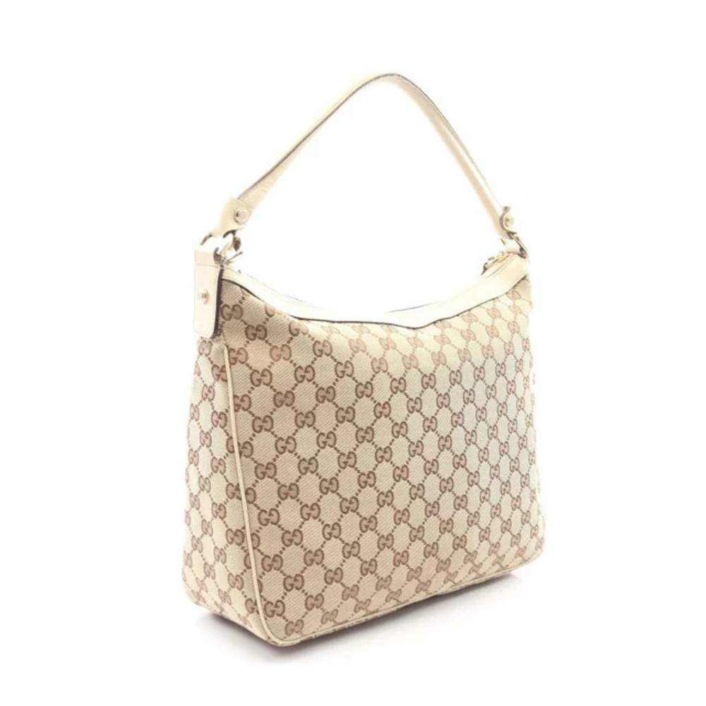 Gucci Ivory White Bag Shoulder Beige Canvas Leather White Tan
